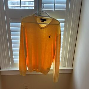 Ralph Lauren Men's Bright Yellow V-Neck Sweater